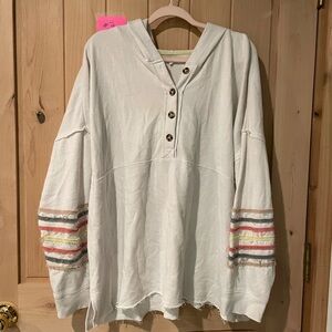 Maurices Cream Buttoned Hoodie
